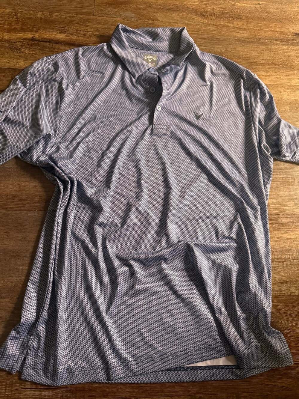 Callaway Golf Polo Shirt Size XL Blue Geometric Pattern Short Sleeve